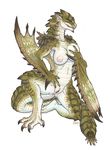  2016 anthro anthrofied anus areola beak big_breasts breasts capcom claws dragon female flying_wyvern green_scales hand_on_breast hi_res holding_breast horn iggi membranous_wings monster_hunter navel nipples non-mammal_breasts nude on_one_leg pussy rathian red_eyes scales scalie sharp_teeth simple_background smile solo spikes spread_legs spreading teeth toe_claws video_games white_background white_scales wings wyvern 