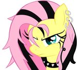  equine female feral fluttershy_(mlp) friendship_is_magic hair horse long_hair mammal my_little_pony pegasus piercing pink_hair pony punk solo wings 