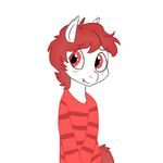  bat blush clothing darkryx equine fan_character fur hair half-length_portrait horse land looking_at_viewer low_res mammal pony portrait red_eyes red_hair sharp_teeth simple_background smile solo teeth white_background white_fur 