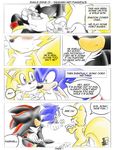  anthro butt canine comic english_text fakerface fox group holding_controller holding_object male mammal miles_prower mostly_nude shadow_the_hedgehog simple_background sonic_(series) sonic_the_hedgehog speech_bubble text white_background 