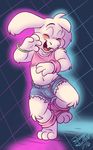  2016 absurd_res anthro asriel_dreemurr blush bracelet caprine clothing crop_top cub dancing disco eyes_closed front_view girly goat hi_res jewelry male mammal midriff open_mouth roarey_raccoon shirt shorts signature simple_background smile solo undertale video_games young 