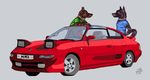  absurd_res anthro canine car clothing collar hi_res kai-ken mammal simple toyota toyota_mr2 vehicle yenza 