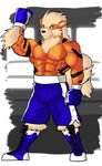  abs arcanine biceps big_muscles black_fur black_nose boots brown_fur clothed clothing flexing footwear fur gloves grey_eyes hi_res looking_at_viewer male muscular nintendo nipples pecs pok&eacute;mon shorts smile solo sport standing stripes topless video_games white_fur 