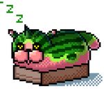  2016 ambiguous_gender animated box digital_media_(artwork) dream_eater feral food fruit low_res melon melonyan meow_wow pixel_(artwork) ratte simple_background sleeping solo sound_effects tongue tongue_out white_background yellow_eyes zzz 