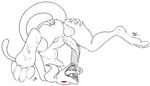  2015 alien anthro anus balls black_and_white_and_red butt cum earthbound_(series) erection feet giygas male nintendo nude open_mouth paws penis pyc-art red_eyes simple_background solo teeth tongue tongue_out video_games white_background 