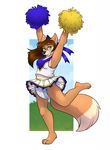  bow brown_fur brown_hair canine cheerleader clothing cloud diaper eyewear female fox fur glasses grass green_eyes hair hi_res jenny_(powhatan) mammal navel paws pompom sky solo wen 