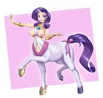  2016 abstract_background absurd_res alternate_species areola blue_eyes breasts centaur clothing cutie_mark emerald_(gem) equine equine_taur female friendship_is_magic gem hair hi_res horn jewelry mammal my_little_pony nauthleroy necklace nipples purple_hair purple_tail rarity_(mlp) ruby_(gem) smile solo taur 