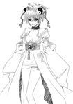  ar_tonelico ar_tonelico_i bad_id bad_pixiv_id braid breasts cleavage collar detached_sleeves greyscale hair_ornament large_breasts misha_arsellec_lune monochrome ogera_okera solo thighhighs twin_braids yin_yang 
