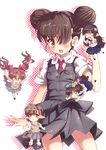  animal_ears blush brown_eyes brown_hair chibi hair_over_one_eye juufuku_miho misaka_mikoto multiple_girls north_abyssor parody sakugawa_school_uniform saten_ruiko school_uniform serafuku shirai_kuroko short_hair skirt tail to_aru_kagaku_no_railgun to_aru_majutsu_no_index twintails uiharu_kazari 