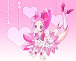  anko_koubou boots bow choker cure_blossom eyelashes hanasaki_tsubomi heart heartcatch_precure! knee_boots long_hair magical_girl pink pink_background pink_bow pink_choker pink_eyes pink_hair ponytail precure smile solo very_long_hair 