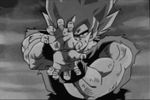  animated animated_gif dragon_ball dragon_ball_z greyscale kamehameha lowres male_focus monochrome non-web_source solo son_gokuu super_saiyan 