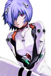  ayanami_rei bad_id bad_pixiv_id blue_hair bodysuit hair_over_one_eye kuro_(1968) neon_genesis_evangelion plugsuit red_eyes short_hair solo white_bodysuit 