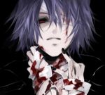  bandages blood dark face from_below lowres male_focus nail_polish pandora_hearts purple_hair puu_(aiko) red_eyes solo xerxes_break 