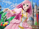  1girl akashiya_moka blush green_eyes long_hair male_hand nature outdoors pink_hair rosario+vampire sky smile solo 