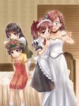  alternate_costume bad_id bad_pixiv_id bed black_hair blush brown_eyes brown_hair casual dress enmaided flower hair_flower hair_ornament head_wreath iizuka_ena long_hair maid misaka_mikoto multiple_girls saten_ruiko shirai_kuroko short_hair strap_slip surprised to_aru_kagaku_no_railgun to_aru_majutsu_no_index twintails uiharu_kazari yuri 