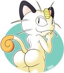  2016 alpha_channel ambiguous_gender anthro big_butt bubble_butt butt cat digital_media_(artwork) feline ikiki looking_at_viewer mammal meowth nintendo pok&eacute;mon simple_background solo video_games 