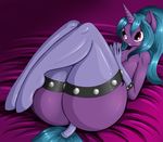  2016 anthro arcane_shade big_butt breasts butt clothing cutie_mark equine fan_character female freckles gloves grin hair hi_res horn legwear long_hair lying mammal my_little_pony solo suirano tail_wrap thigh_highs unicorn wraps 