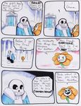  aftertale animated_skeleton bone clothed clothing comic dialogue door english_text flora_fauna flowey_the_flower loverofpiggies male monster plant sans_(undertale) skeleton text undead undertale video_games 