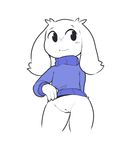  bottomless cave_story clothed clothing female fur hi_res itsunknownanon lagomorph mammal mimiga pussy scar simple_background smile solo standing sue_sakamoto video_games white_fur 