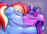  2016 absurd_res anthro anthrofied blue_skin duo elzzombie equine female female/female friendship_is_magic hair hand_on_head hi_res horn kissing mammal multicolored_hair my_little_pony nude pegasus purple_skin rainbow_dash_(mlp) rainbow_hair simple_background twilight_sparkle_(mlp) unicorn wings 