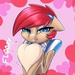  absurd_res avery blue_eyes bow captainpudgemuffin english_text equine fan_character floof fluffy hair hairclip hi_res looking_at_viewer mammal my_little_pony pegasus red_hair smile solo text wings 