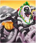  anthro breasts fangs female halloween hi_res holidays lavenderpandy long_tail looking_at_viewer open_mouth reptile scales scalie smile snake striped_tail teeth tongue 