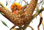  3d_(artwork) 3dgspot anthro big_breasts breasts cgi digital_media_(artwork) feline female hair humanoid jaguar mammal orange_hair solo spots spotted_skin tree 