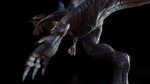  2015 3d_(artwork) ambiguous_gender animal_genitalia cgi claws cloaca digital_media_(artwork) dinosaur feral godzilla godzilla_(series) grey_scales hindpaw kaiju lizard looking_at_viewer looking_back low-angle_view macro nude open_mouth paws reptile salireths scales scalie sharp_teeth simple_background solo spines teeth toe_claws toes tongue tongue_out worm&#039;s-eye_view yellow_eyes 