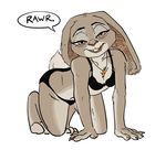  anonymous_artist anthro bedroom_eyes bikini bra clothing disney drunk eyelashes female fur grey_fur half-closed_eyes judy_hopps kneeling lagomorph long_ears looking_at_viewer mammal naughty_face navel panties purple_eyes rabbit seductive solo suggestive swimsuit underwear zootopia 