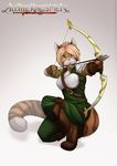  anthro bow_(weapon) clothed clothing feline female hair hi_res holding_object holding_weapon lavenderpandy leopard mammal ranged_weapon simple_background solo theblackrook weapon 