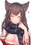  &lt;3 ahri animal_humanoid big_breasts black_hair blush breasts canine clothed clothing facial_markings female fox fox_humanoid hair haru_ato hi_res humanoid league_of_legends mammal markings scarf smile solo video_games 