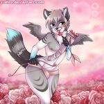  &lt;3 2016 anthro blush canine cupid cute date day dog flower fur girly heterochromia hi_res holidays male mammal piercing plant rose shy sky spread_wings valentine&#039;s_day wings wolf z-afiro 