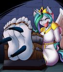  2016 anthro anthrofied barefoot bound clothed clothing cyborg-steve equine eyes_closed feathered_wings feathers female foot_focus friendship_is_magic hair hands_behind_back horn humanoid_feet line-arts long_hair mammal multicolored_hair my_little_pony open_mouth plantigrade princess_celestia_(mlp) restrained rope sitting soles solo stocks tickle_fetish tickle_torture tickling wall white_skin winged_unicorn wings 