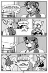  a&amp;h_club adrian_gray anthro awkward bear beverage blonde_hair bottomless brown_hair canine clothed clothing coffee comic cup digital_media_(artwork) eliza eyewear female female/female food fur glasses group hair hildegard kangaroo mammal marsupial monochrome rick_griffin sofa wolf 