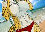  anthro breasts clothing connie_birchenough digital_media_(artwork) female gecko leopard_gecko lizard navel panties reptile scalie shirt solo spots theenglishhobo trace underwear wet wet_clothing wet_t-shirt 