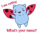  2013 ambiguous_gender arthropod blue_fur bravest_warriors cat catbug cute english_text feline fur happy hybrid insect ladybug mammal open_mouth simple_background smile solo text ymia-the-cheetah 