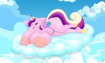  2016 absurd_res anjuneko anthro areola badgerben big_breasts breasts equine erect_nipples female friendship_is_magic hi_res horn huge_breasts hyper hyper_breasts mammal my_little_pony nipples princess_cadance_(mlp) solo winged_unicorn wings 