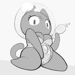  anthro breasts camel_toe cat cleavage clothed clothing cookie_cat crossgender eyelashes feline female greyscale kaboozey low_res mammal monochrome mouthless nipple_slip nipples ray_gun solo steven_universe 