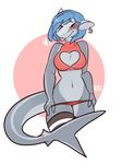  alesia blush clothing ear_piercing female fish hair hi_res keyhole_turtleneck legwear marine piercing pinup pose shark solo sorimori sweater thigh_highs tongue tongue_out 