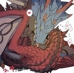  &lt;3 alasurth black_scales blue_scales capcom duo feral feral_on_feral flying_wyvern lagiacrus licking male monster_hunter multicolored_scales rathalos red_scales scales scalie simple_background speech_bubble tongue tongue_out two_tone_scales video_games white_background wings wyvern yellow_eyes 
