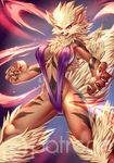  2016 alanscampos anthro arcanine breasts canine clothed clothing female fur mammal navel nintendo nipple_bulge orange_fur pok&eacute;mon skimpy solo video_games watermark 