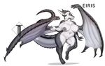  anthro avoid_posting big_breasts breasts claws conditional_dnp dragon eiris female hair hi_res looking_at_viewer nude pussy scalie solo taihab voluptuous watermark wings 