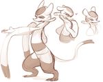  captainharrie female mienshao multiple_poses nintendo parody pok&eacute;mon pose simple_background sketch solo sweat video_games white_background 