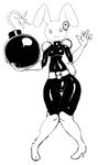  :3 anthro black_and_white bomb breasts clothing earth_defense_research_institute! explosives female keijimatsu lagomorph mammal monochrome rabbit rabbit_bomb skinsuit solo tight_clothing 