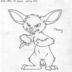  absurd_res anthro barefoot buckteeth cub digitigrade english_text featureless_crotch front_view greyscale hi_res holding_object holding_weapon knife lagomorph looking_at_viewer male mammal maxy mizzyam monochrome nude pencil_(artwork) rabbit signature simple_background snarling solo standing teeth text traditional_media_(artwork) weapon white_background young 