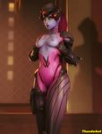  2016 3d_(artwork) armor blizzard blue_skin bodysuit breasts cgi clothing digital_media_(artwork) eyewear female generalthunderbat goggles hair half_naked human humanoid looking_at_viewer mammal nipples not_furry overwatch pinup ponytail pose rubber shiny skinsuit solo source_filmmaker suit tight_clothing video_games widowmaker 