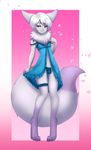  2016 anthro bedroom_eyes big_tail bow bulge canine clothed clothing crossdressing digitigrade fennec fluffy_tail fox front_view fur garter girly gradient_background green_eyes grey_fur hair half-closed_eyes hi_res keilet lingerie looking_at_viewer male mammal multicolored_fur navel neck_tuft nightgown panties petals purple_fur rococo seductive simple_background skimpy smile solo standing translucent transparent_clothing tuft two_tone_fur underwear white_hair wide_hips 