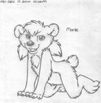  absurd_res all_fours anthro barefoot bear cub english_text female greyscale grin hi_res looking_at_viewer mammal marie_flumtunn mizzyam monochrome naughty_face nude pencil_(artwork) pigtails plantigrade signature solo text traditional_media_(artwork) young 