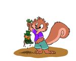  aliasing anthro barefoot buckteeth buttonverse clothing crossed_arms cub digital_media_(artwork) duo flat_colors fluffy_tail front_view leprechaun lifted lifted_by_clothing male mammal mizzyam oops raised_arm rickie_squirrel rodent shirt shorts squirrel standing surreal teeth what young 