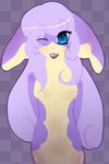  anthro audino ears_down featherystorm girly hair hi_res long_hair male nintendo nude one_eye_closed pok&eacute;mon shiny_pok&eacute;mon smile solo video_games wink 